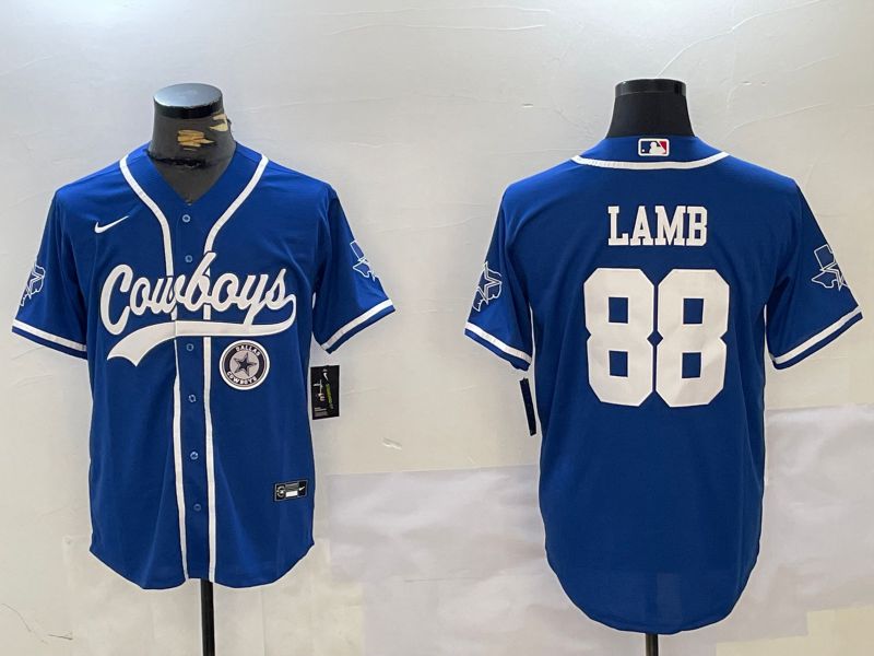 Men Dallas Cowboys #88 Lamb Blue Joint Name 2024 Nike Limited NFL Jersey style 930